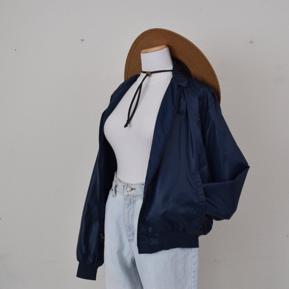 Vintage 70s Navy Nylon Windbreaker size L - Picture 5 of 12